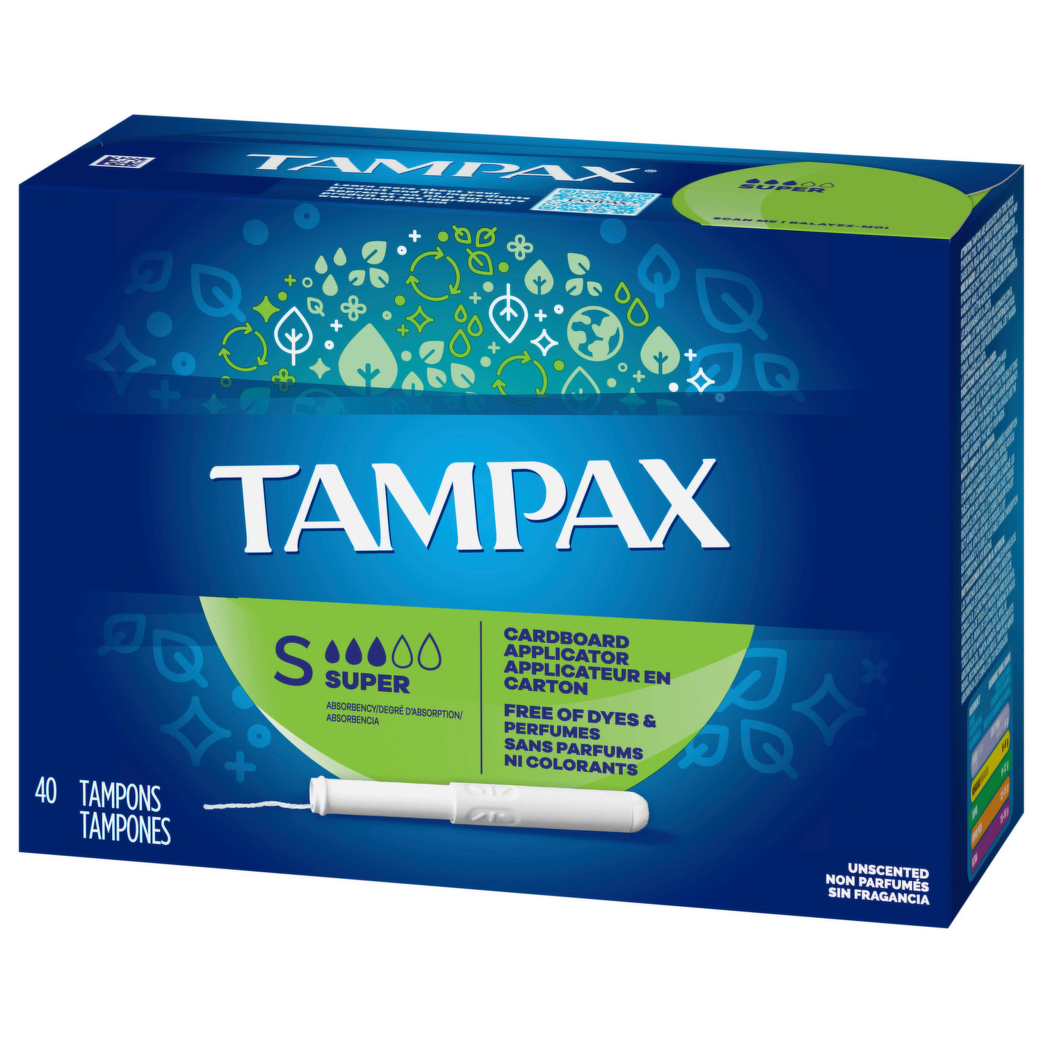 Tampax Tampons, Cardboard Applicator, Super Absorbency, Unscented - Super 1  Foods