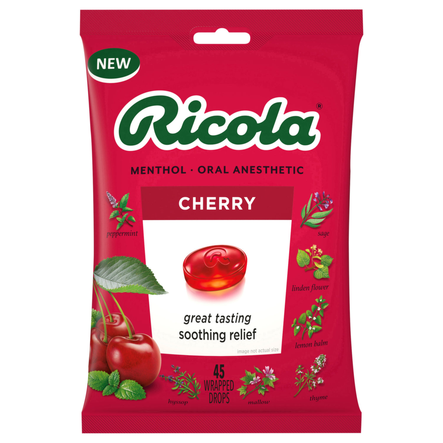 Ricola Sugar Free Lemon Mint Throat Drops - 45 Count