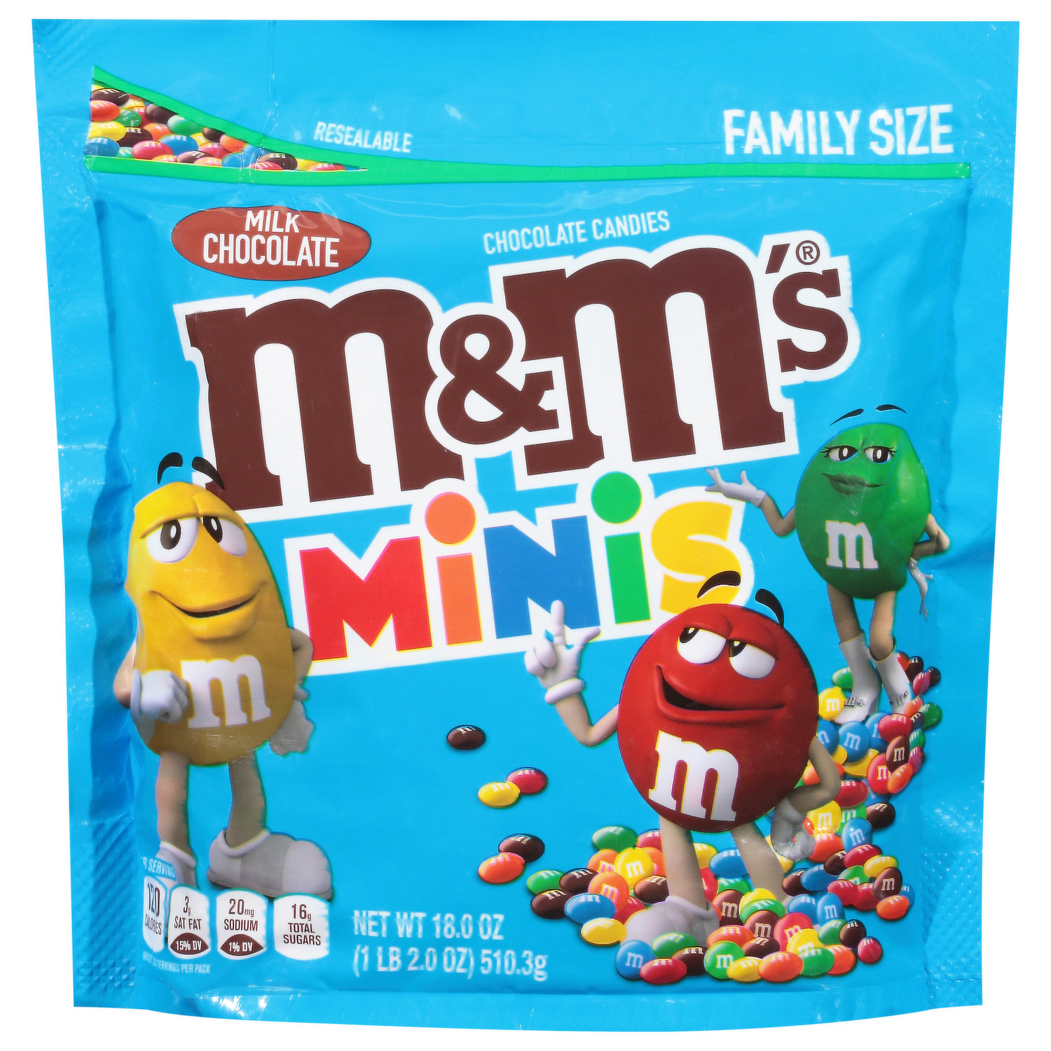 M&M's Chocolate Candies, Milk Chocolate, Minis, Family Size