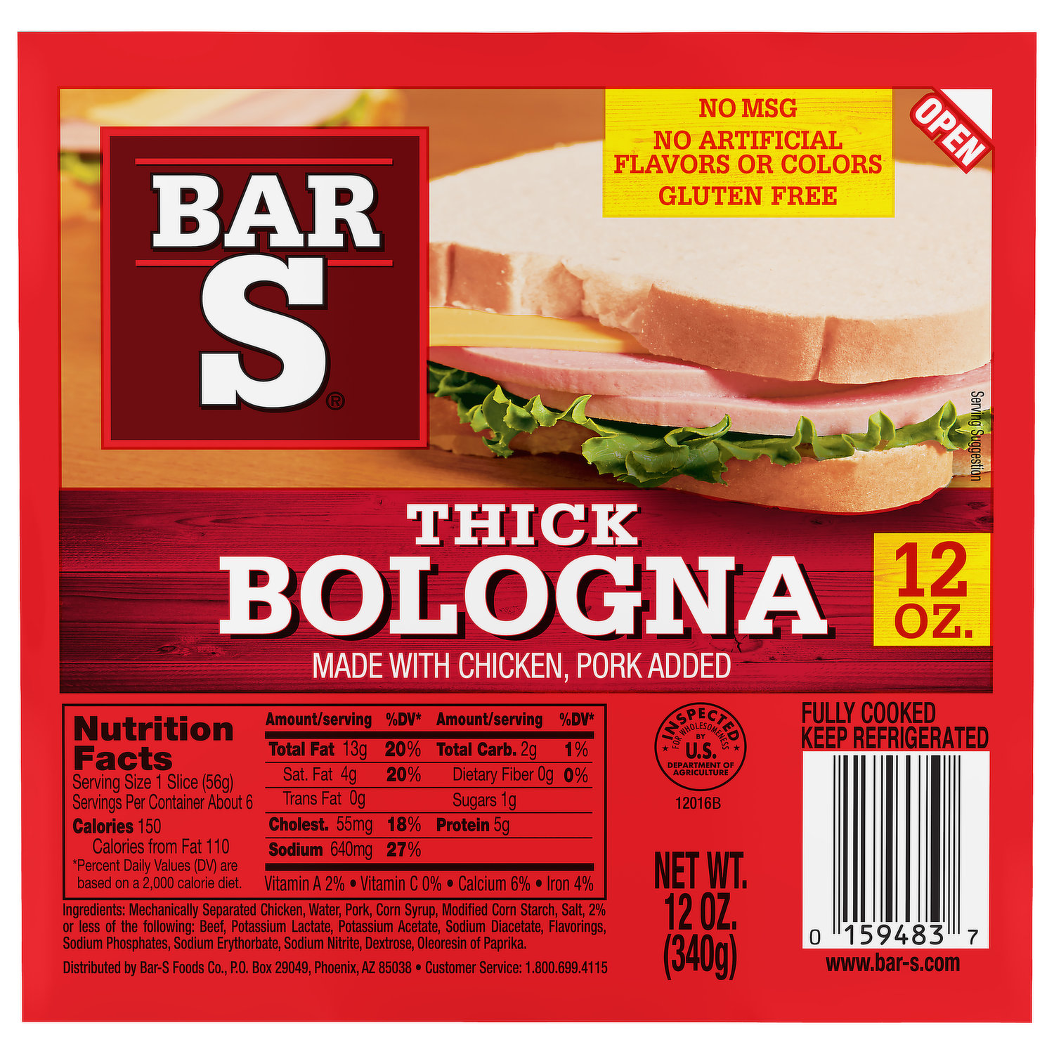 Bar S Thick Bologna