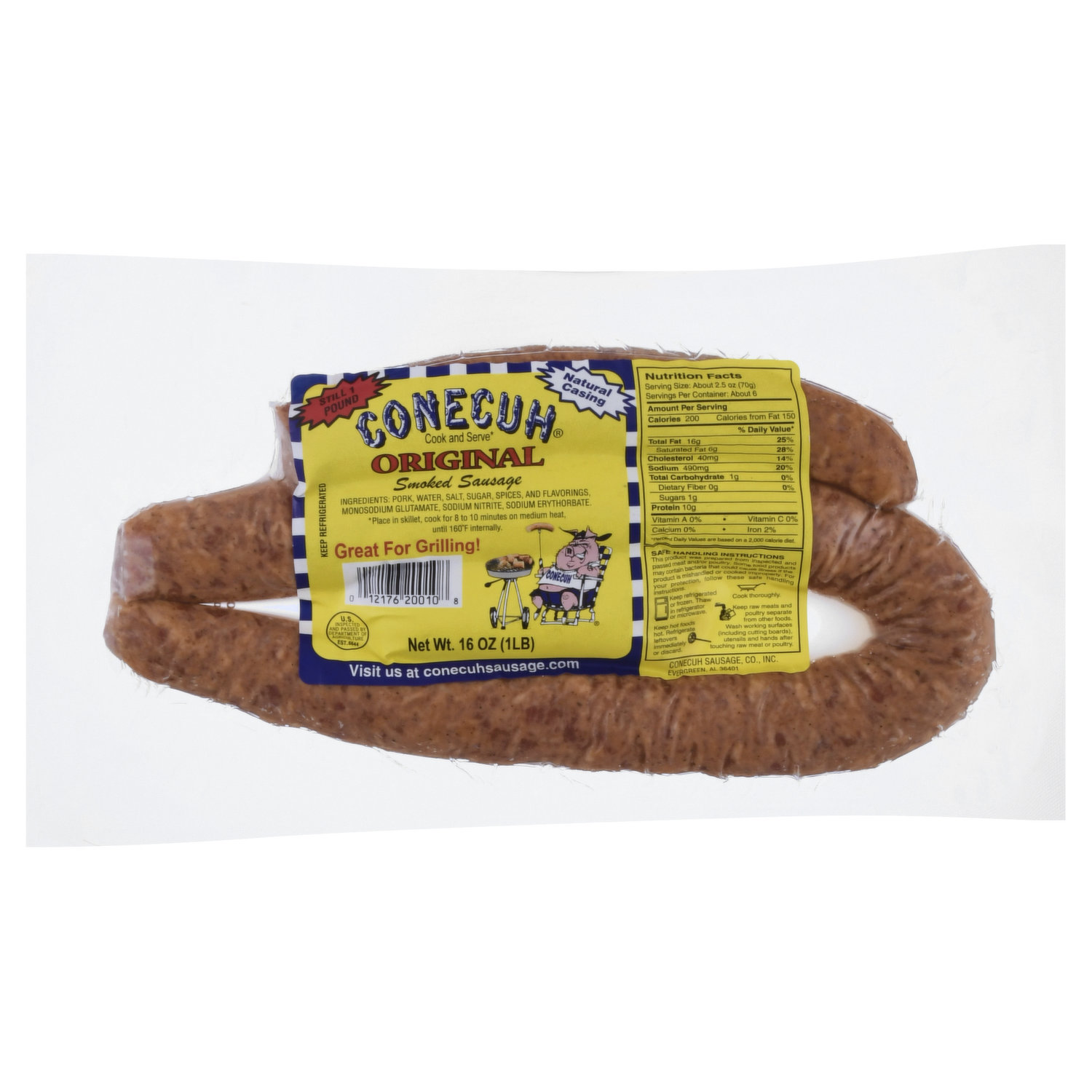 Down Home Hickory Smoked Pork Sausage - Hot 1.5 LB