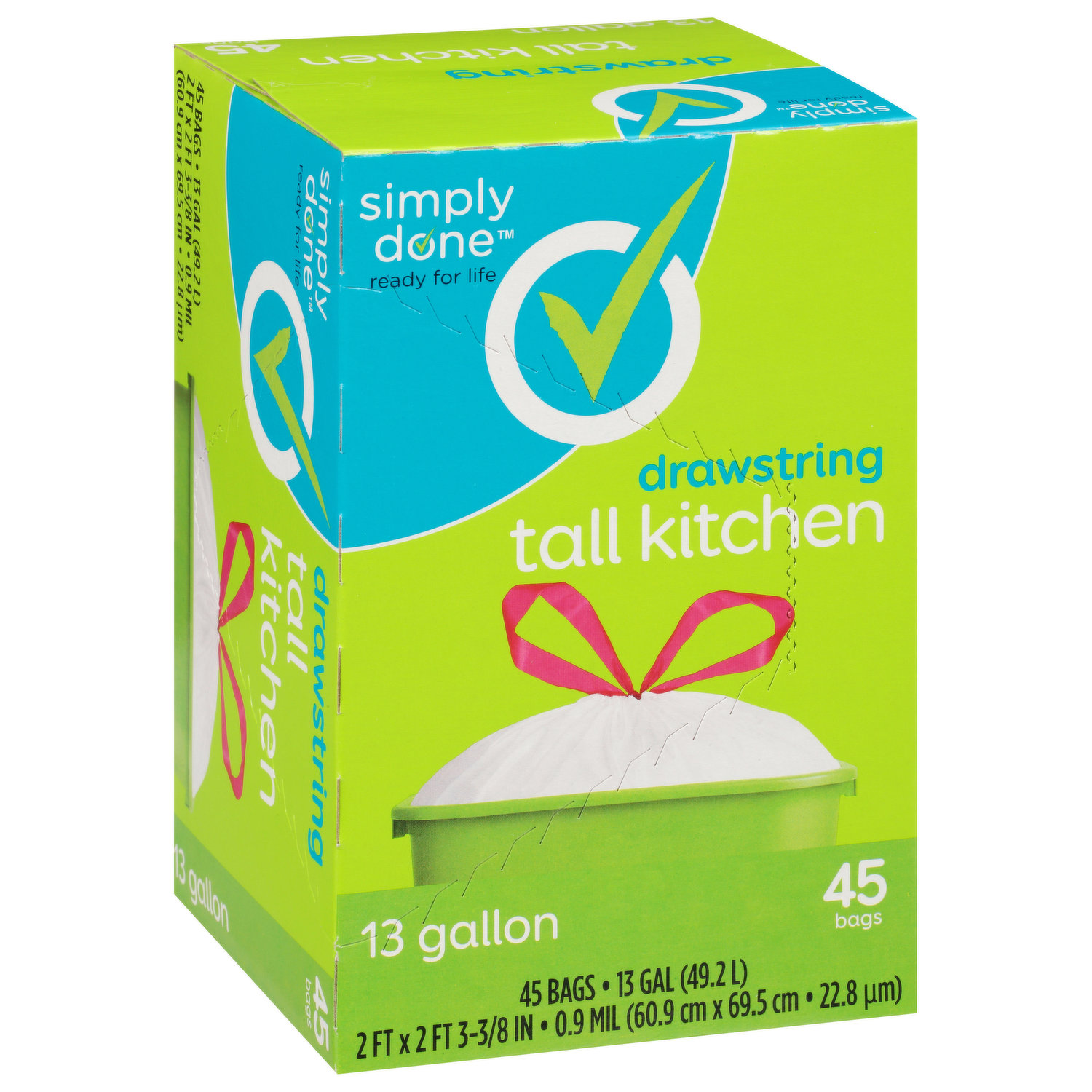 Simply Done Drawstring Gallon Tall Kitchen Bags - 13 Gram