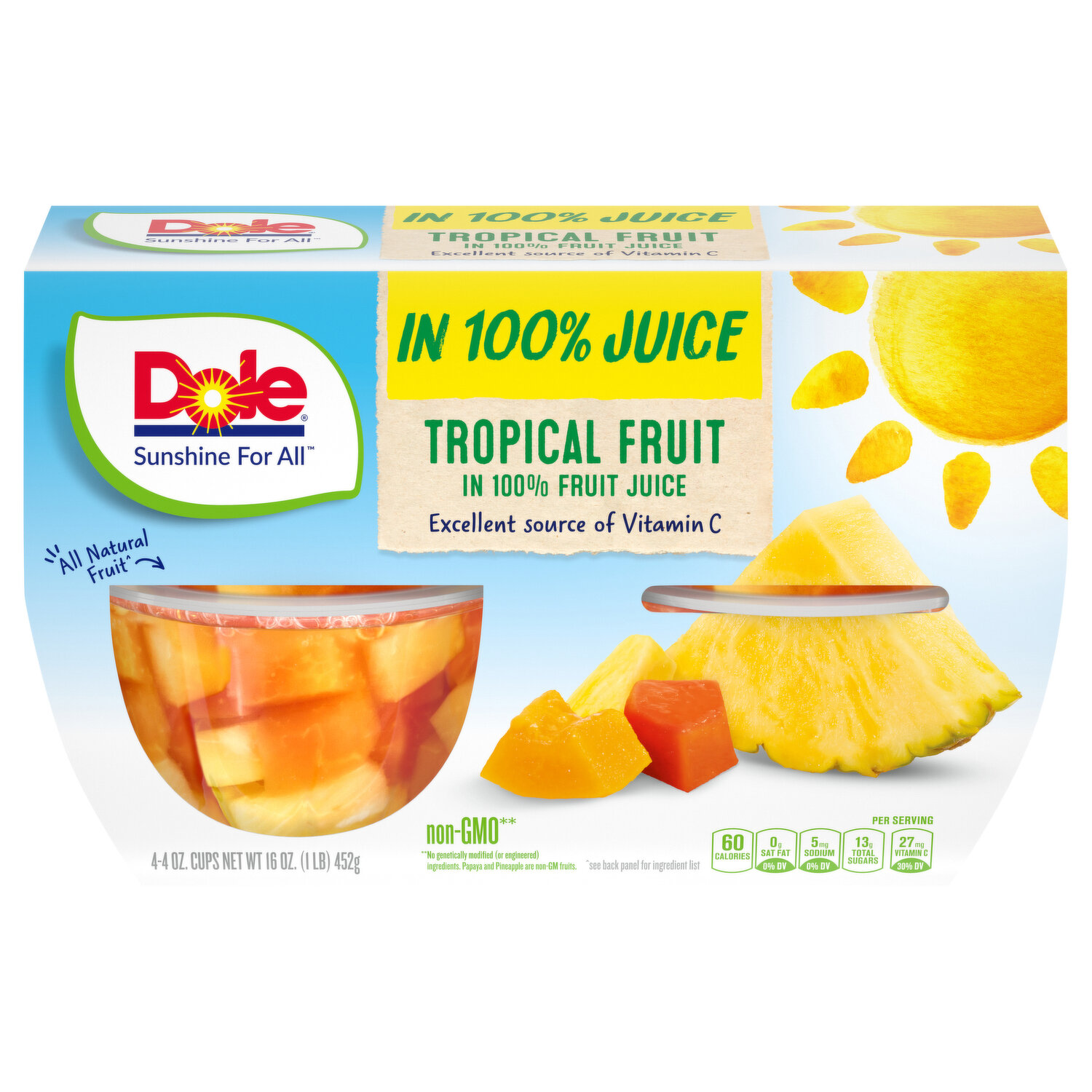 Dole Individual Quick Frozen Chunk Pineapple, 20 Pound.