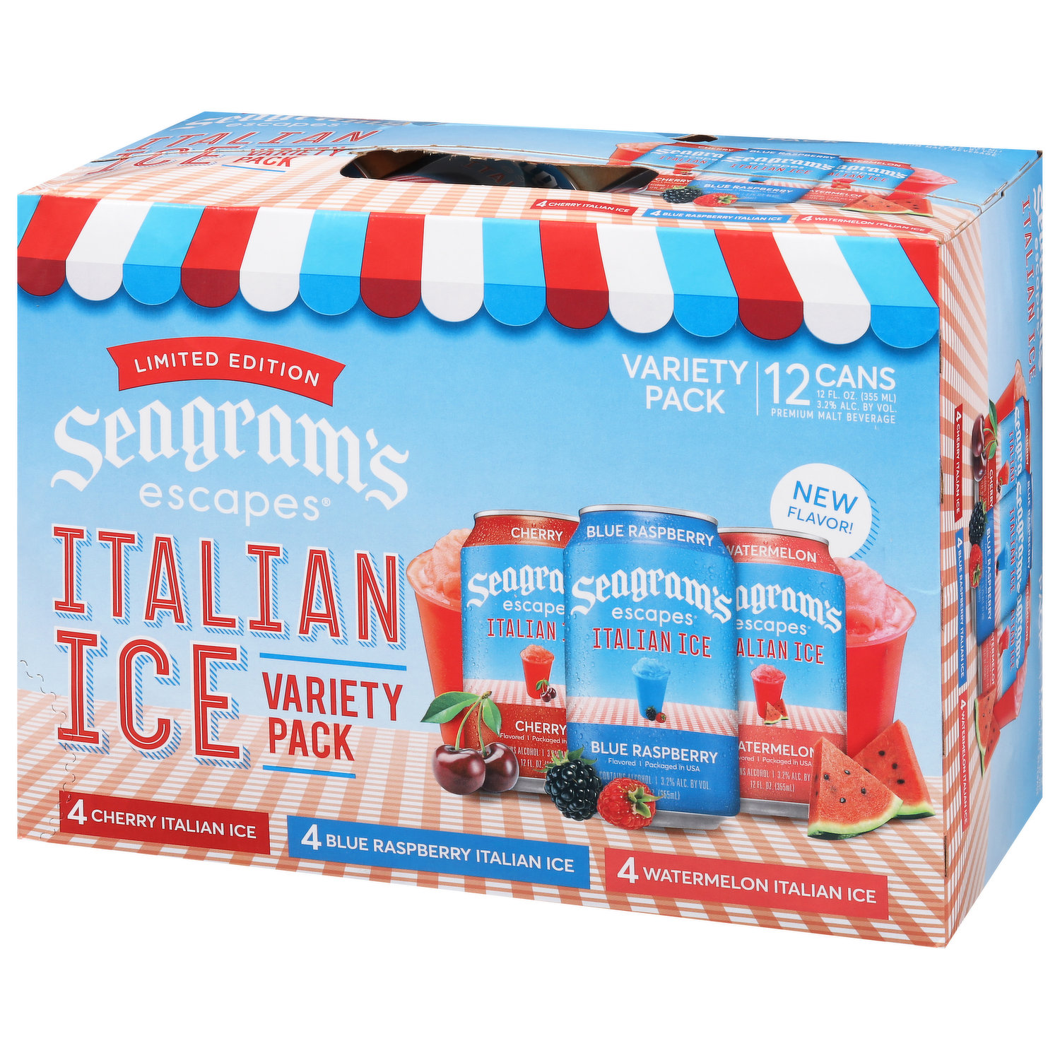 Seagram's Escapes Malt Beverage, Premium, Italian Ice, Variety Pack