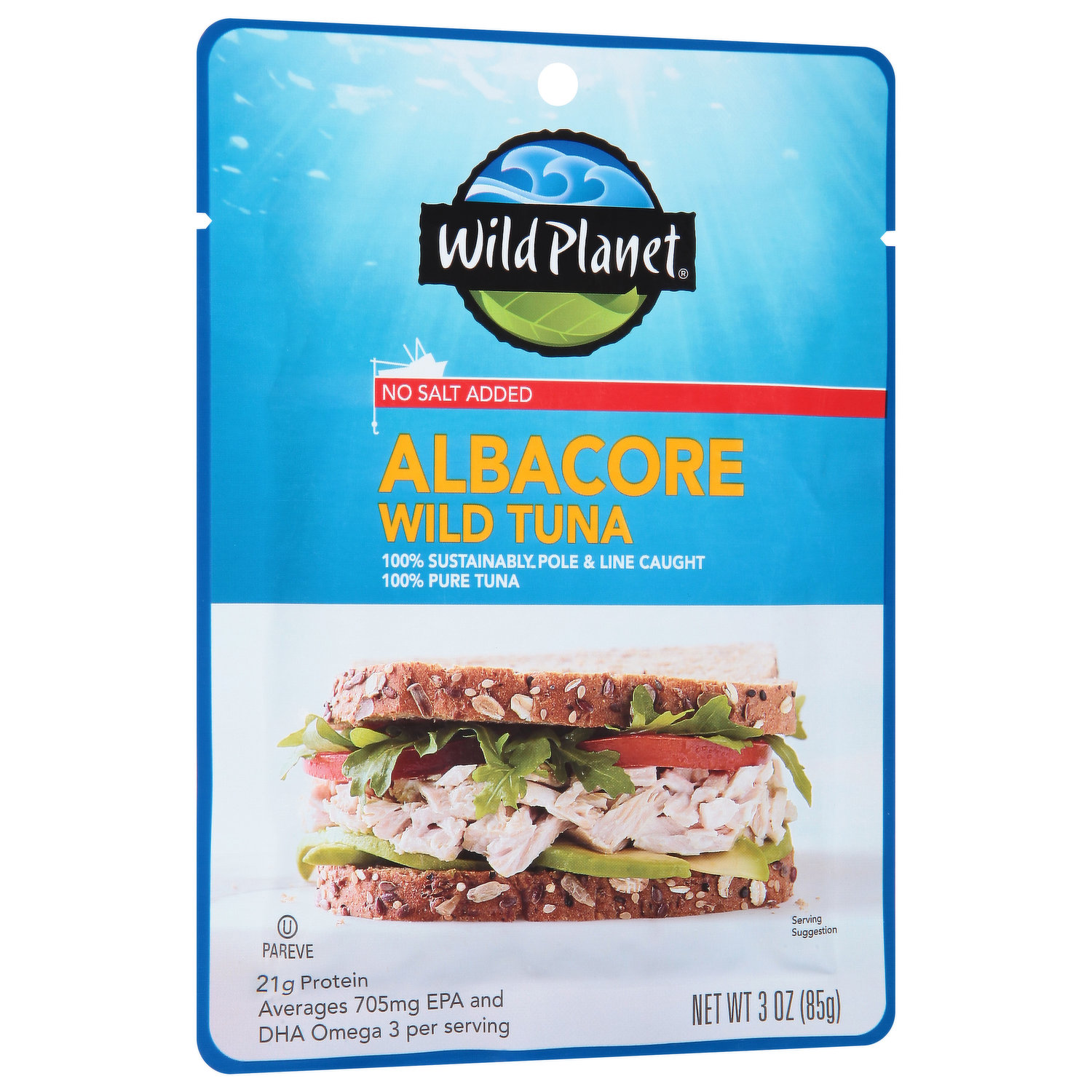 (4 pack) Wild Planet Albacore No Salt Added Wild Tuna 5 oz