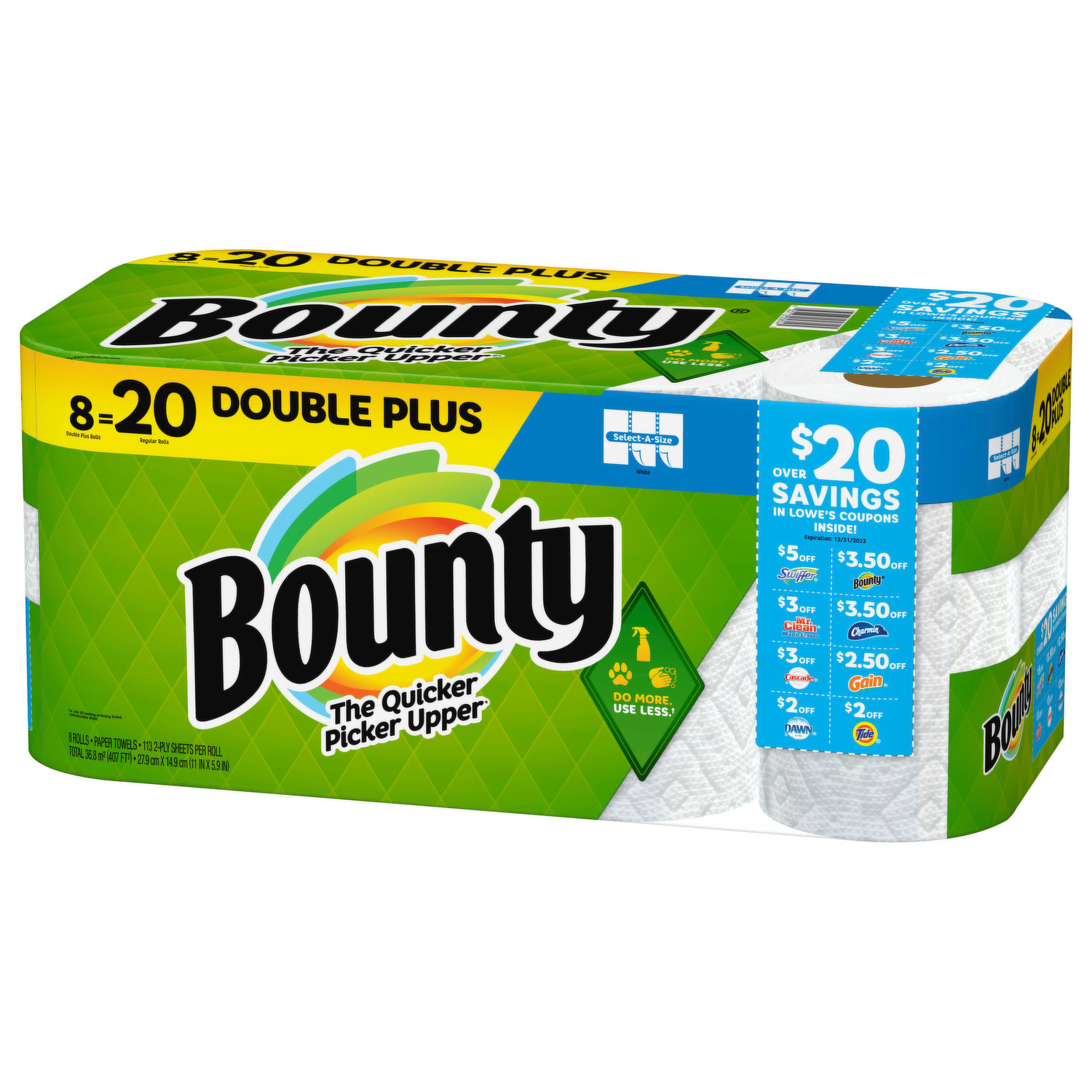 Bounty Bounty Select-A-Size Paper Towels, White, 12 Double Rolls