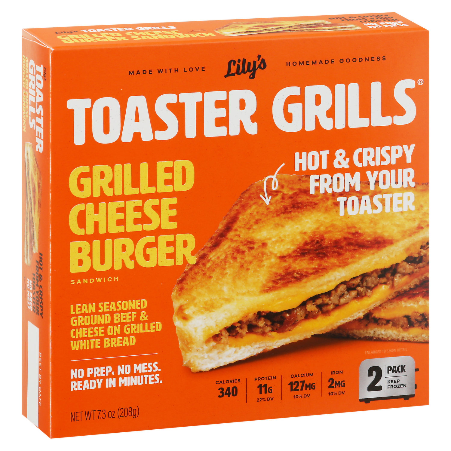 Lily's Toaster Grills Sandwich, Grilled Cheese Burger, 2 Pack 2 Ea, Bagels, Muffins & Sandwiches