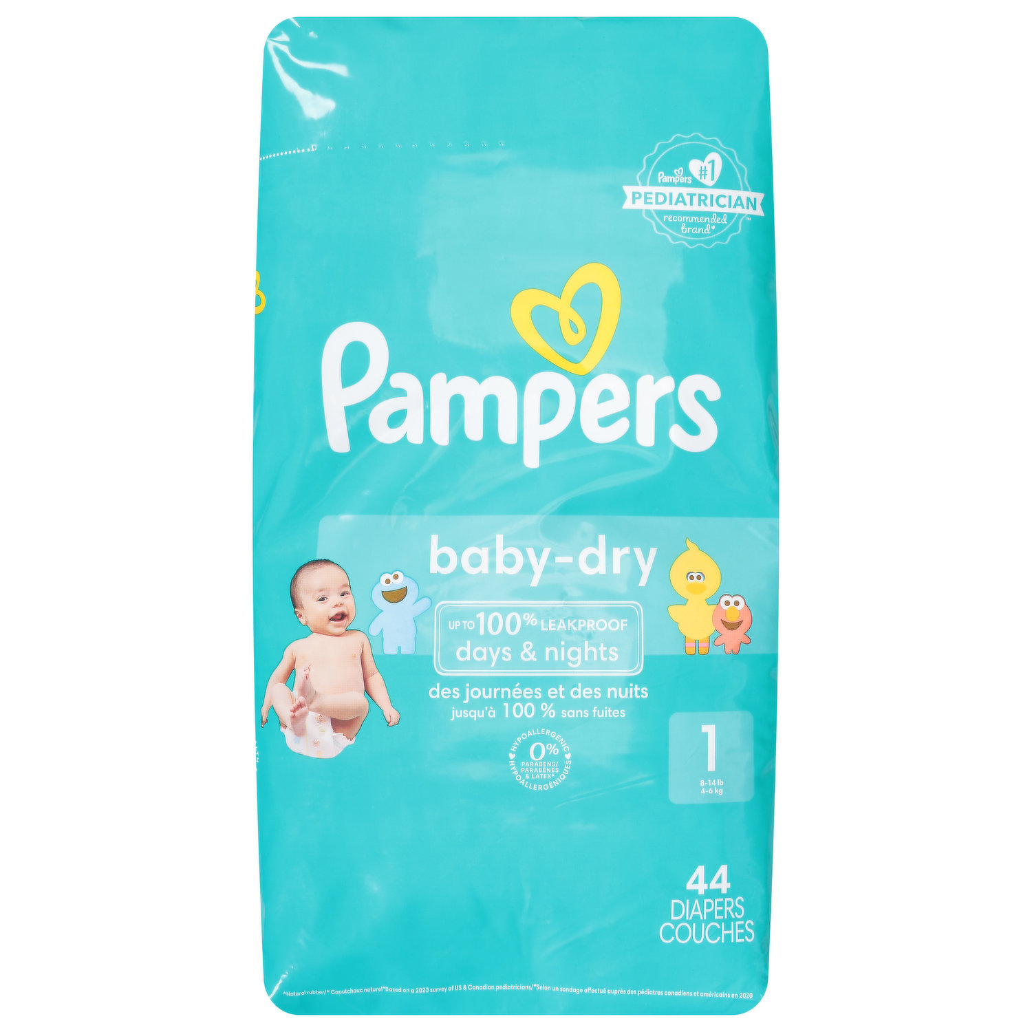 Pampers Diapers, Sesame Street, 1 (8-14 lb), Jumbo Pack