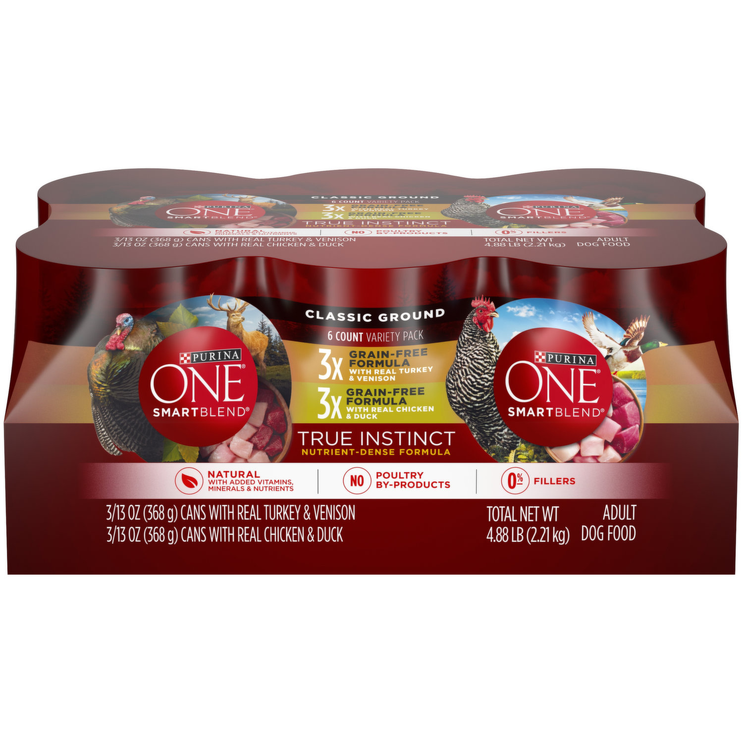 Purina ONE SmartBlend True Instinct with Grain Free Chicken and Duck  Classic Ground Canned Dog Food