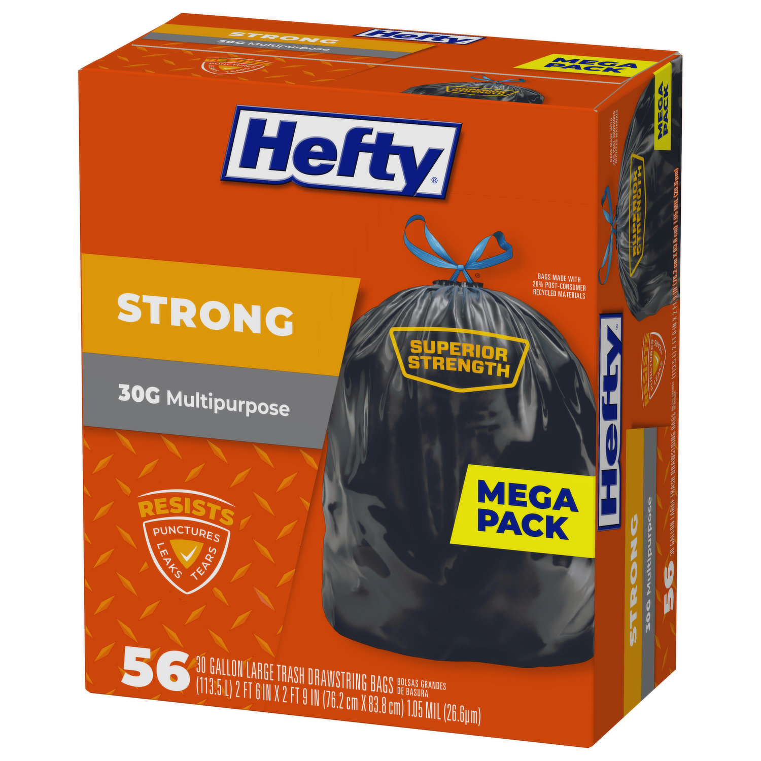 Hefty Trash Bags, Drawstring, Medium, Ocean Water, 8 Gallon 26 Ea, Large