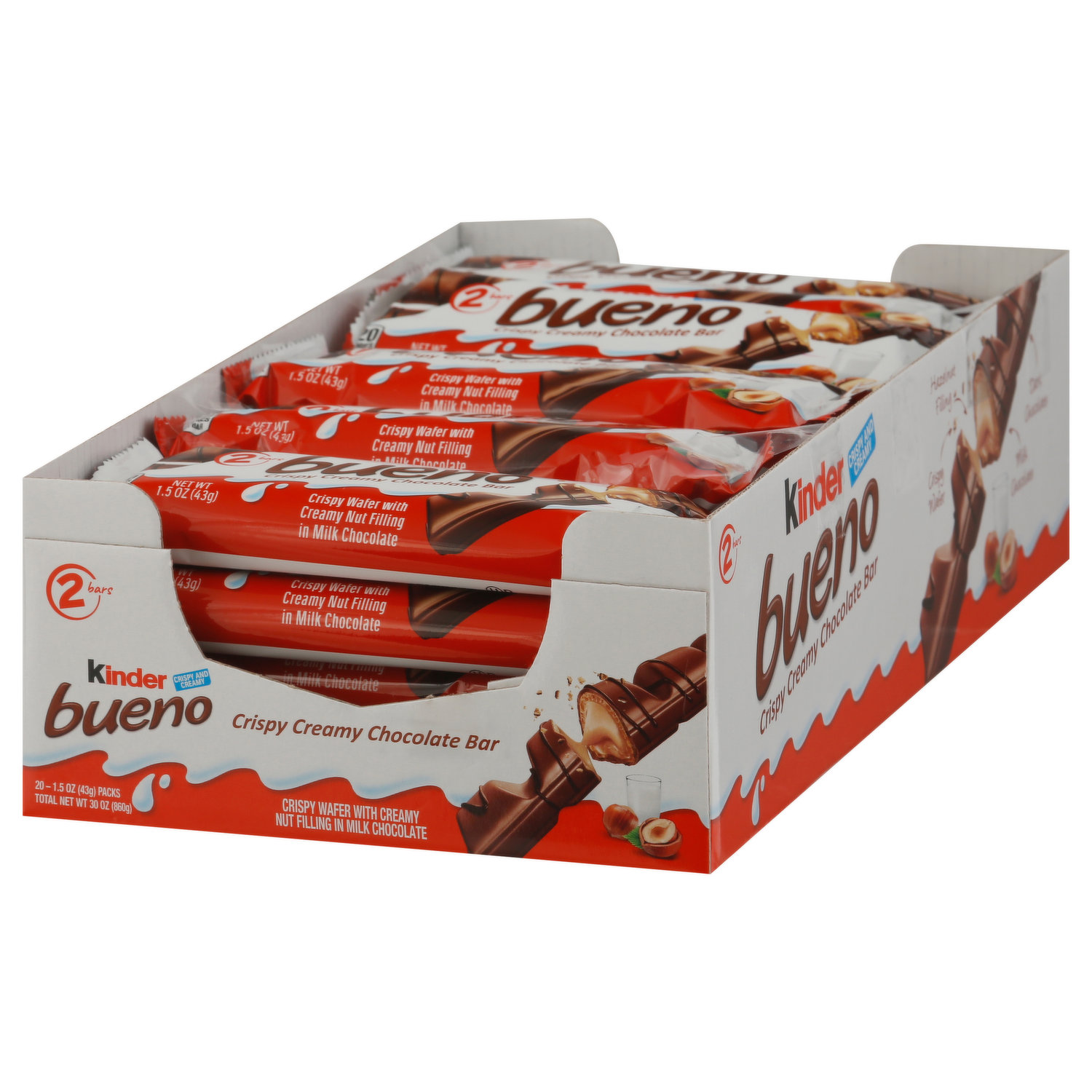 Kinder Bueno Crispy Creamy Chocolate Bar, 2 count, 1.5 oz