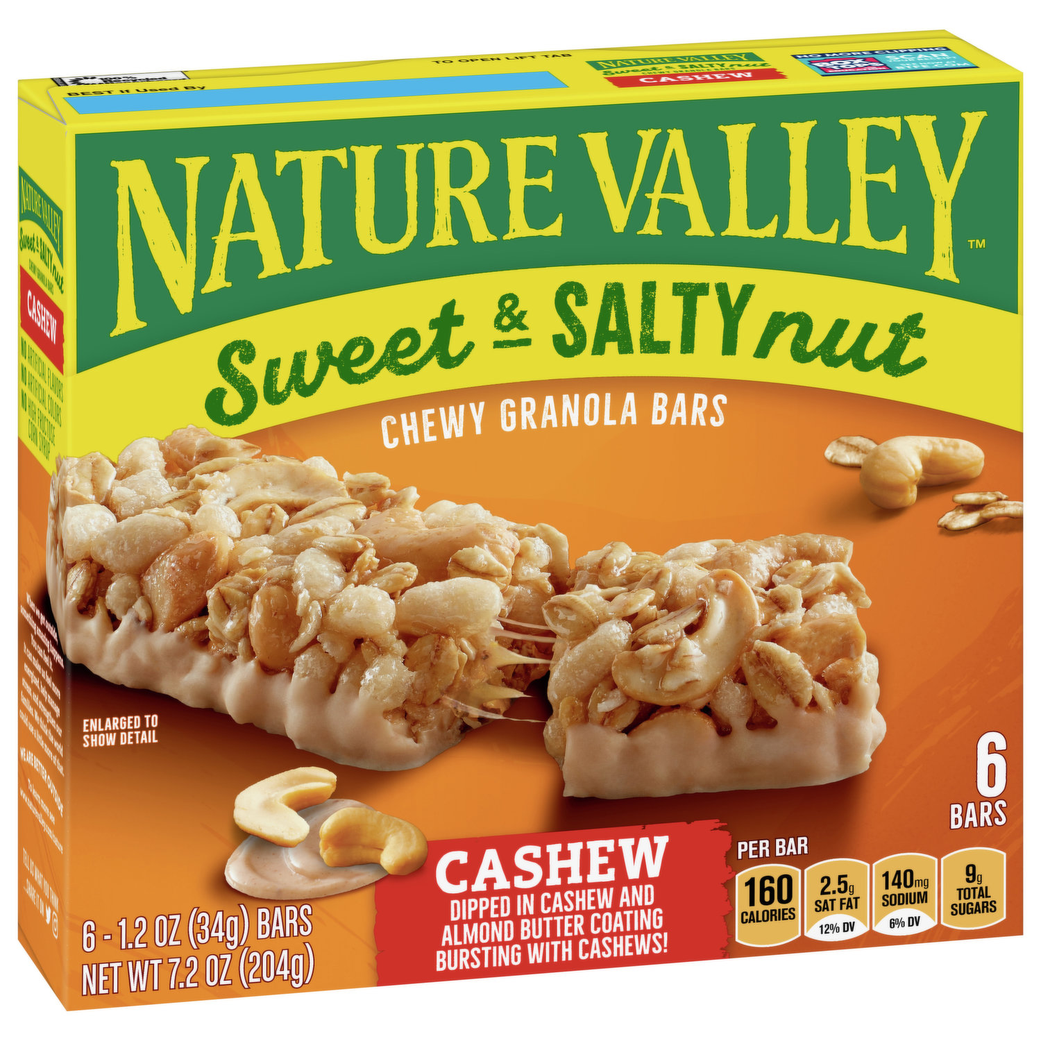 Nature Valley Granola Bars, Sweet and Salty Nut, Peanut, 6 Bars, 7.2 OZ