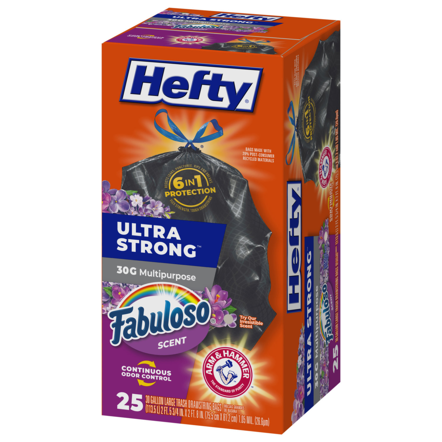 Hefty Trash Bags, Drawstring, Fabuloso Scent, Large