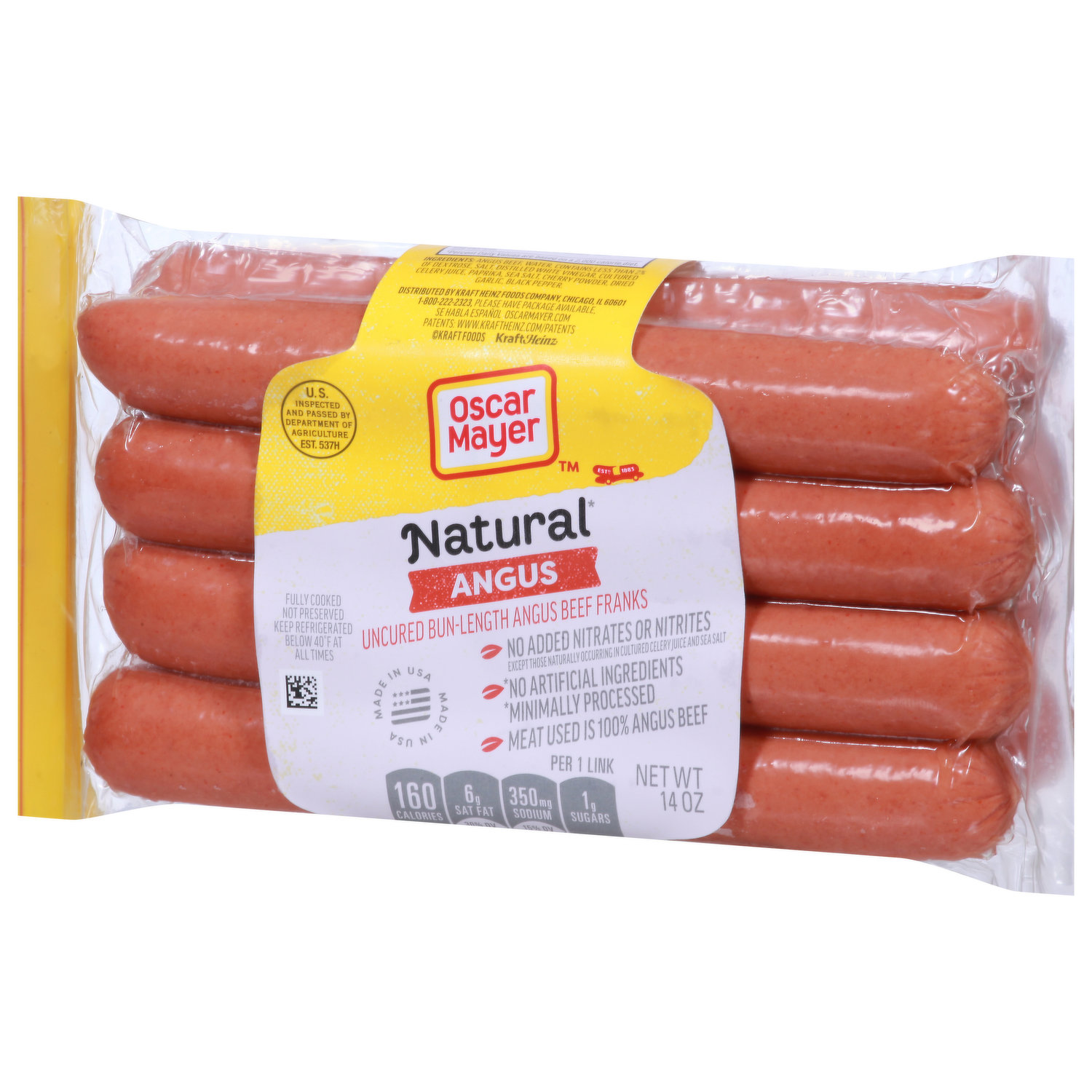 Oscar Mayer Turkey Dogs Bun-Length Uncured Turkey Franks Hot Dogs