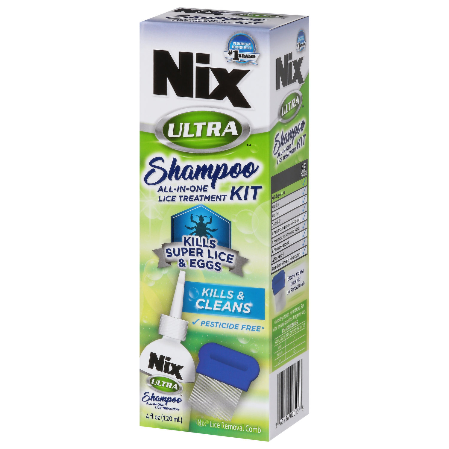  Nix Ultra Superlice Treatment, All-in-One Shampoo, 4 Fl Oz &  Lice Removal Comb : Health & Household