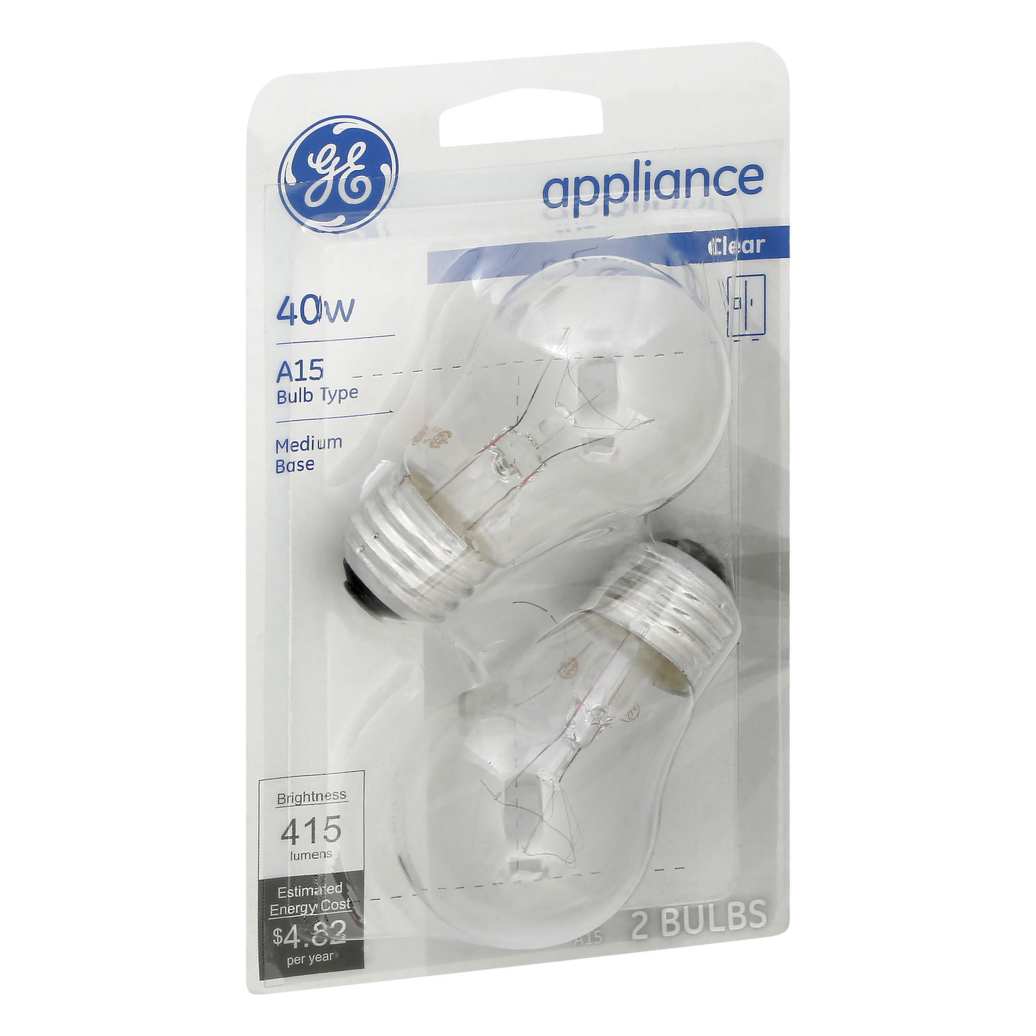 GE Incandescent Light Bulb, 40 Watt, Soft White, A15 Appliance Bulb, Medium  Base, Clear Finish 