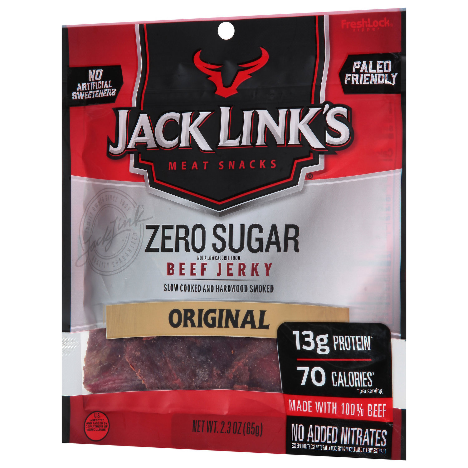 Jack Link's Beef Jerky, Original - Flavorful Meat Snack for Lunches, 13g  Protein and 100 Calories, Made with 100% Beef - No Added MSG** or