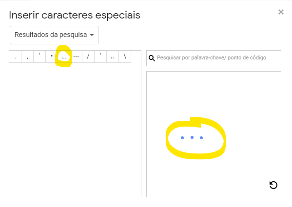 Reticências ícone de três pontos lado direito