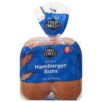First Street Hamburger Buns, Enriched, 8 Each