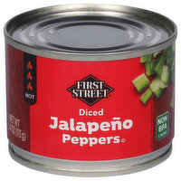 First Street Jalapeno Peppers, Diced, Hot, 4 Ounce