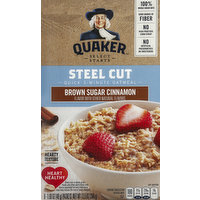 Quaker Oatmeal, Quick 3-Minute, Steel Cut, Brown Sugar & Cinnamon, 8 Each