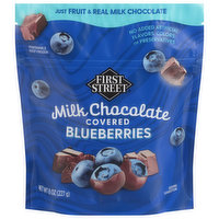 First Street Blueberries, Milk Chocolate Covered, 8 Ounce