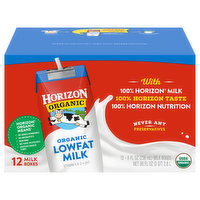 Horizon Organic Milk, Lowfat, Organic, 12 Each