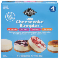 First Street Cheesecake, Sampler, Mini, 4 Each