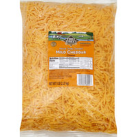 First Street Cheese, Mild Cheddar, Natural Feather Shredded, 80 Ounce