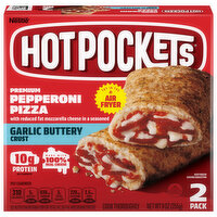 Hot Pockets Sandwiches, Premium, Garlic Buttery Crust, Pepperoni Pizza, 2 Pack, 2 Each