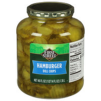 First Street Pickles, Hamburger, Dill Chips, 46 Fluid ounce