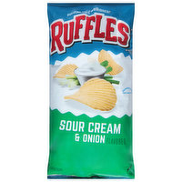 Ruffles Potato Chips, Sour Cream & Onion Flavored, 8 Ounce