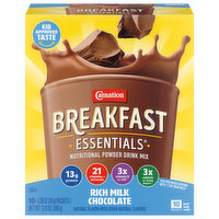 Carnation Breakfast Essentials Nutritional Powder Drink Mix, Rich Milk Chocolate, 10 Each