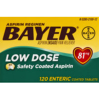 Bayer Aspirin, Low Dose, 81 mg, Enteric Coated Tablets, 120 Each