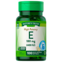 Nature's Truth Vitamin E, High Potency, 180 mg, Quick Release Softgels, 100 Each