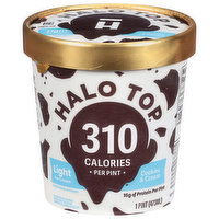 Halo Top Ice Cream, Light, Cookies & Cream, 16 Ounce