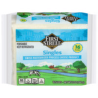 First Street Cheese Slices, Swiss, Singles, 12 Ounce