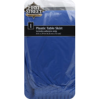 First Street Table Skirt, Plastic, True Blue, 1 Each