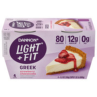 Dannon Yogurt, Fat Free, Greek, Strawberry Cheesecake, 4 Each