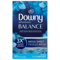 Downy Dryer Sheets, Crisp Rain & Blue Eucalyptus, Balance, 80 Each