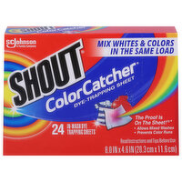 Shout Dye-Trapping Sheet, In-Wash, 24 Each