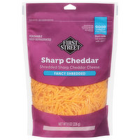 First Street Fancy Shredded Cheese, Sharp Cheddar, 8 Ounce