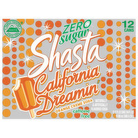 Shasta Soda, Caffeine Free, Zero Sugar, Orange Creme, 12 Each