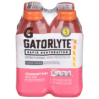 Gatorlyte Electrolyte Beverage, Lower Sugar, Rapid Rehydration, Strawberry Kiwi, 4 Each