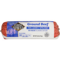 First Street Beef, Ground, 73%/27%, 5 Pound