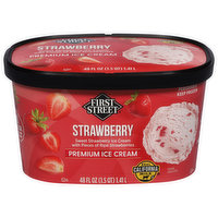 First Street Ice Cream, Premium, Strawberry, 48 Ounce