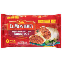 El Monterey Burritos, Beef & Bean Red Chilli, Family Size, 8 Pack, 8 Each