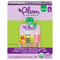 Plum Organics Mighty 4® Strawberry, Banana, Greek Yogurt, Kale, Amaranth & Oat 4oz Pouch-4-Pack, 16 Ounce