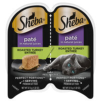Sheba Cat Food, Pate in Natural Juices, Roasted Turkey Entree, 2 Each