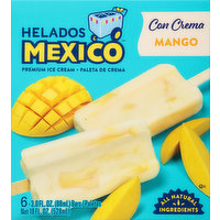 Helados Mexico Ice Cream Bars, Premium, Mango, 6 Each